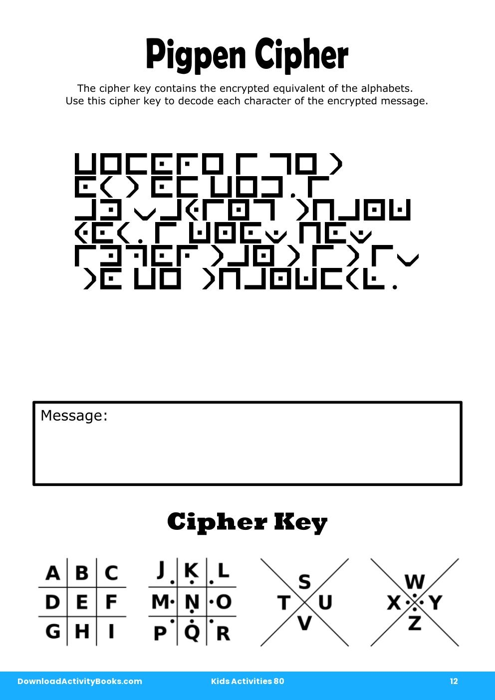 Pigpen Cipher in Kids Activities 80