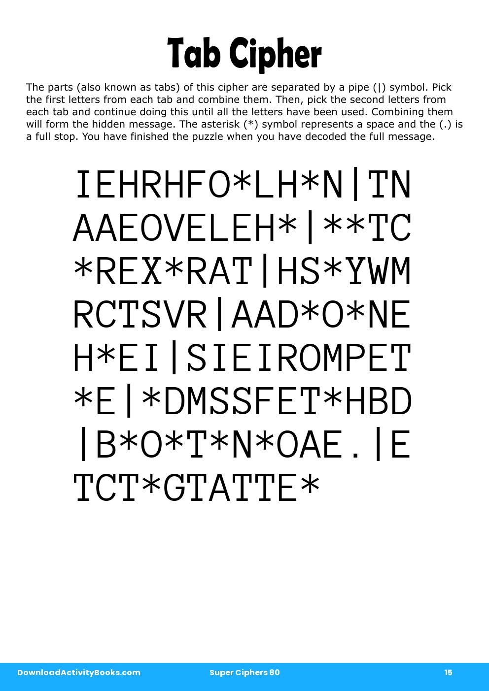 Tab Cipher in Super Ciphers 80