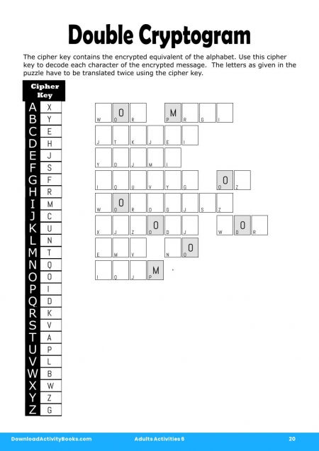 Double Cryptogram in Adults Activities 6