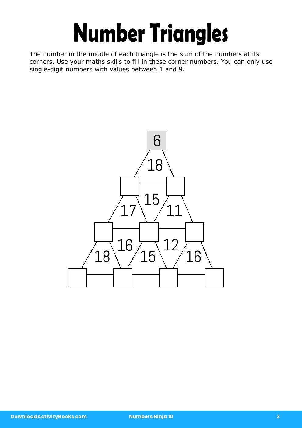 Number Triangles in Numbers Ninja 10