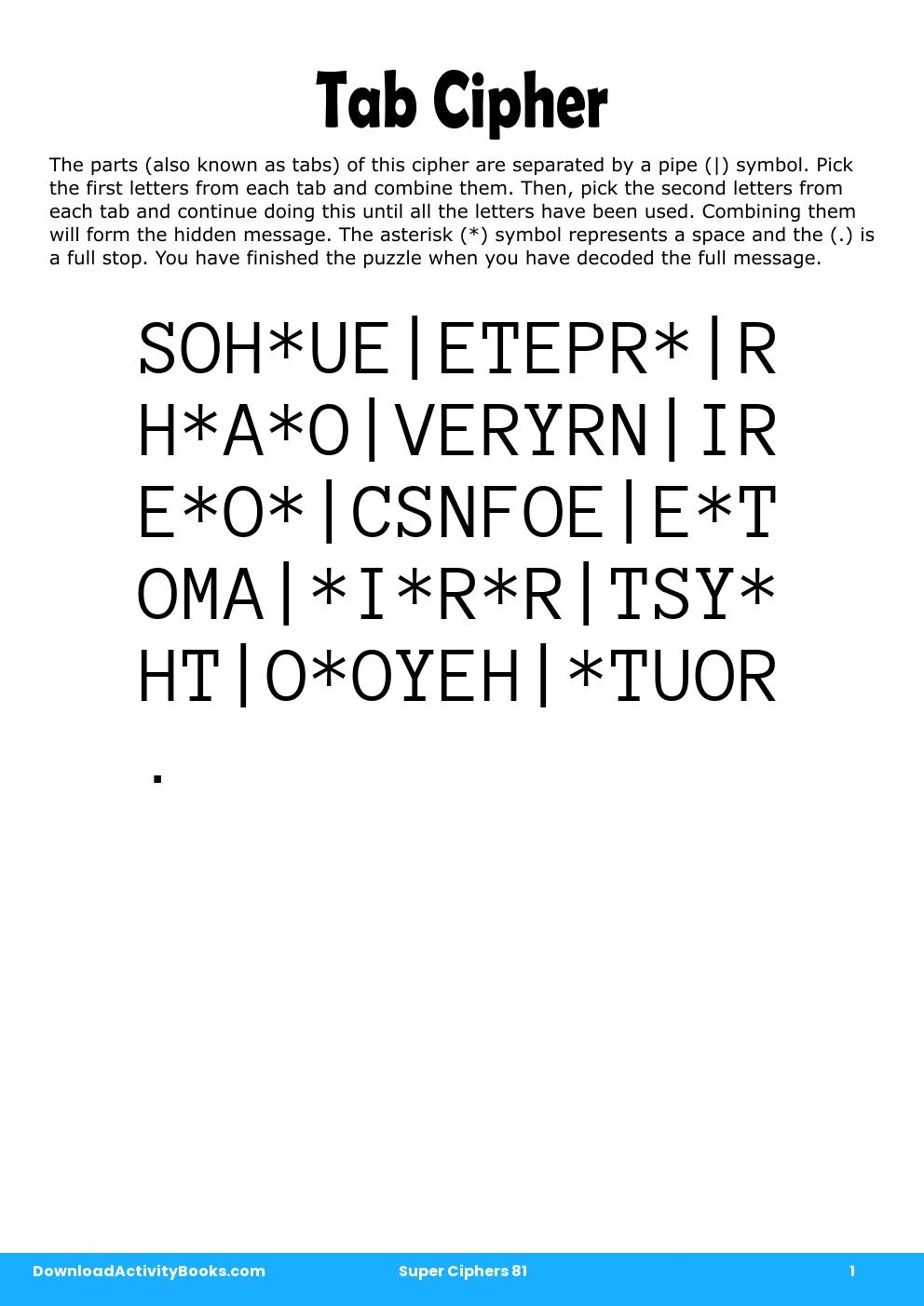 Tab Cipher in Super Ciphers 81