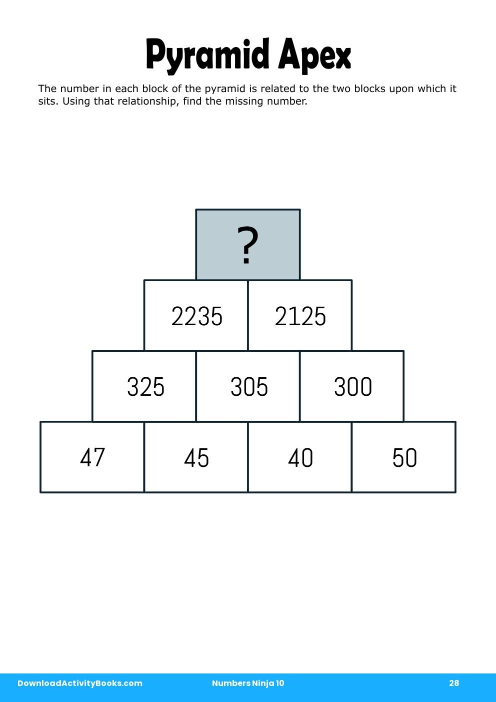 Pyramid Apex in Numbers Ninja 10