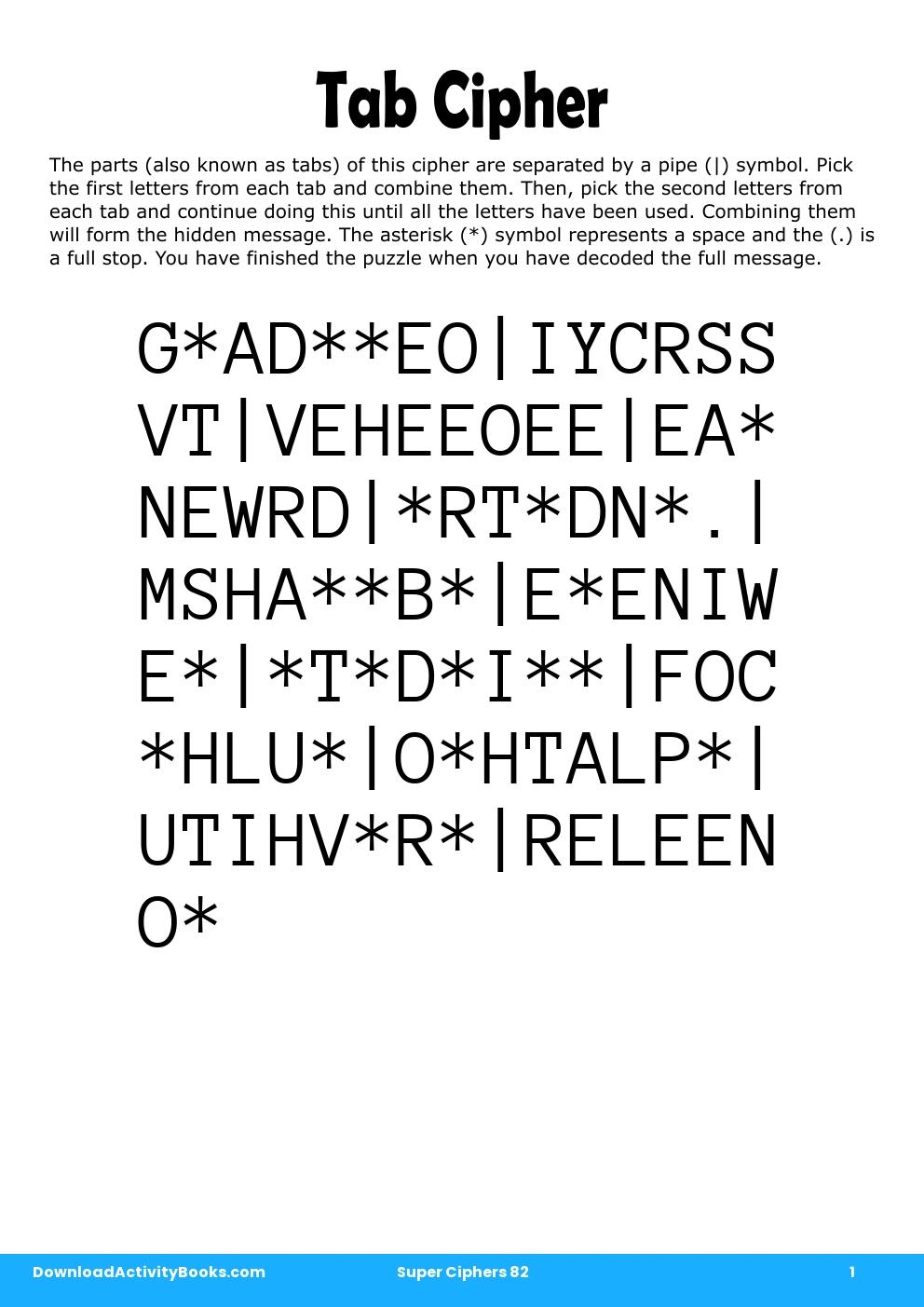 Tab Cipher in Super Ciphers 82