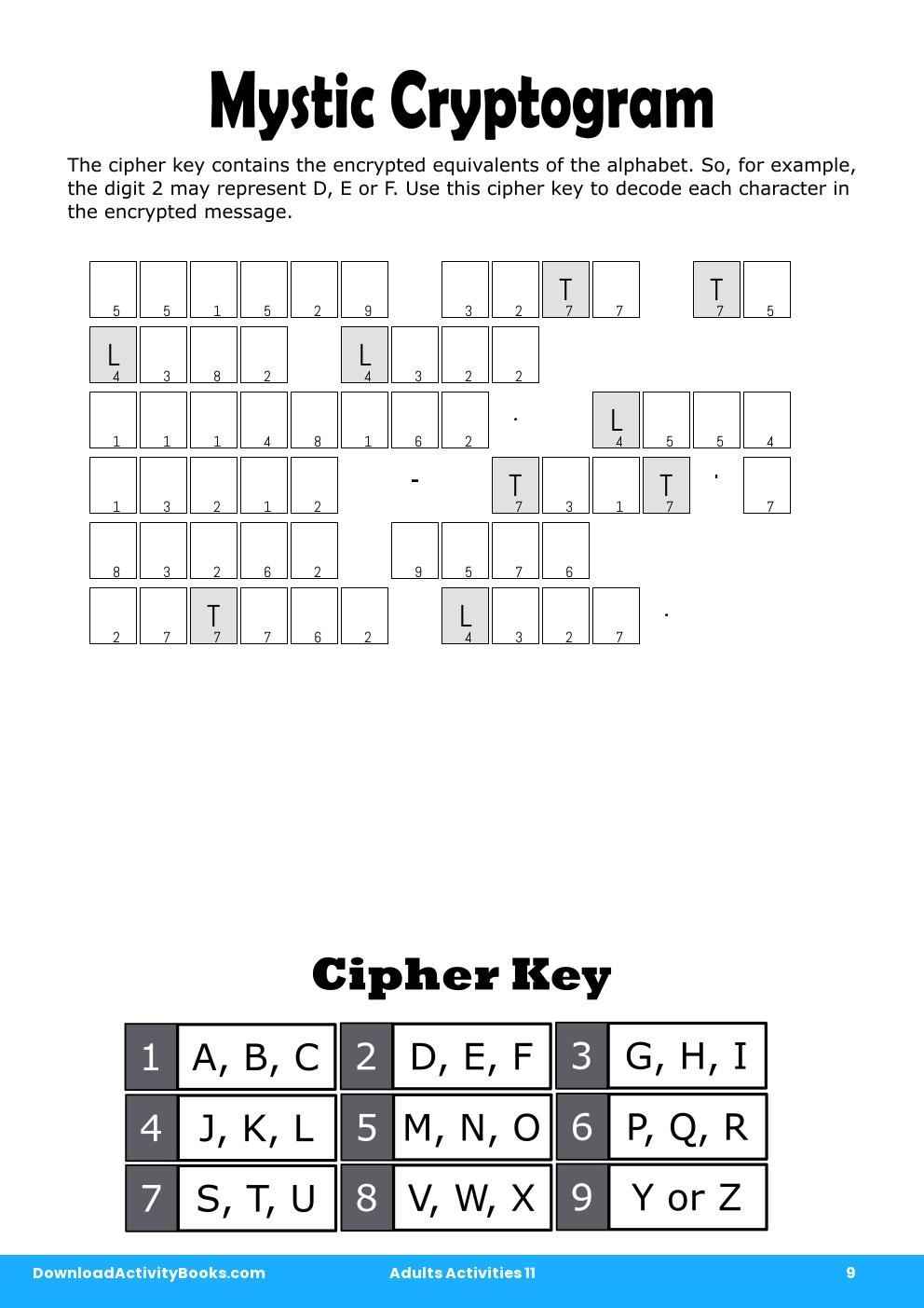 Mystic Cryptogram in Adults Activities 11