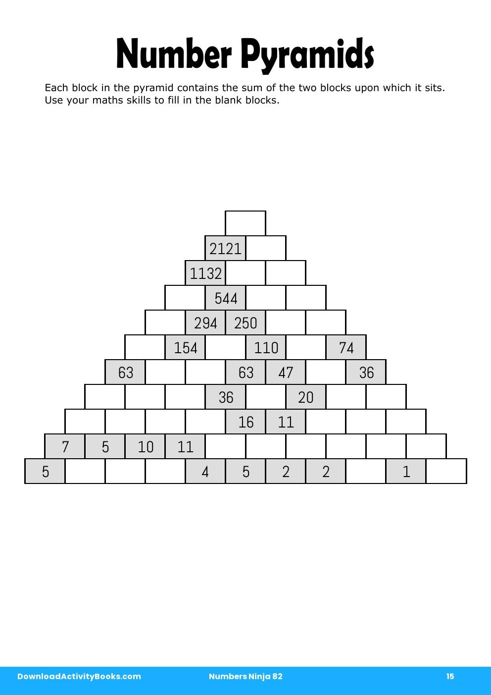 Number Pyramids in Numbers Ninja 82