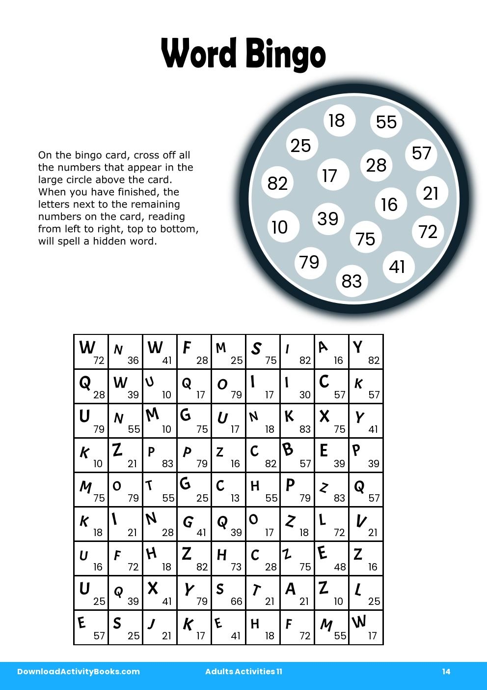 Word Bingo in Adults Activities 11