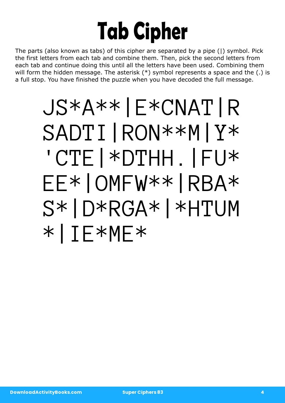 Tab Cipher in Super Ciphers 83