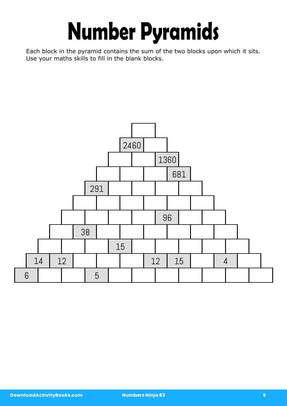 Number Pyramids in Numbers Ninja 83