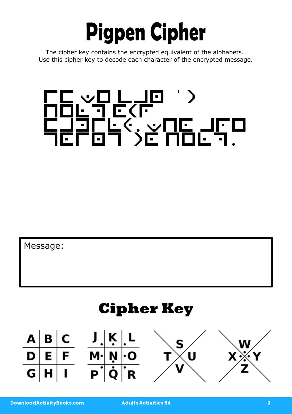 Pigpen Cipher in Adults Activities 84