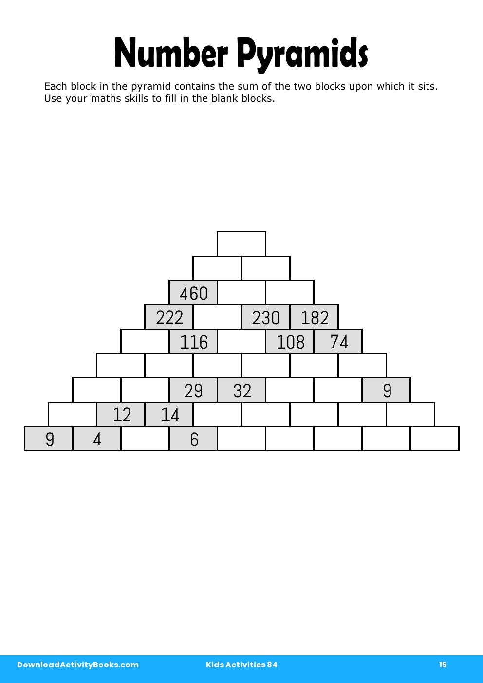 Number Pyramids in Kids Activities 84