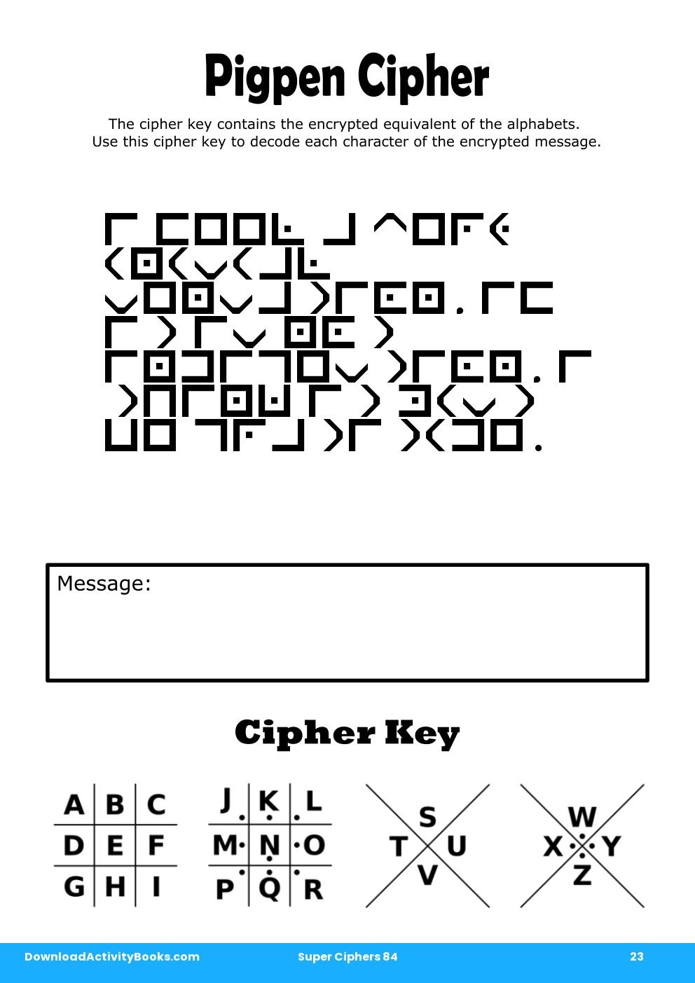 Pigpen Cipher in Super Ciphers 84
