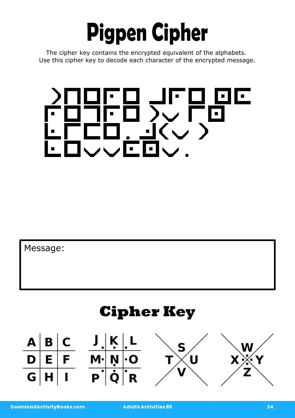 Pigpen Cipher in Adults Activities 85