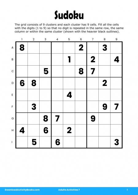 Sudoku in Adults Activities 7