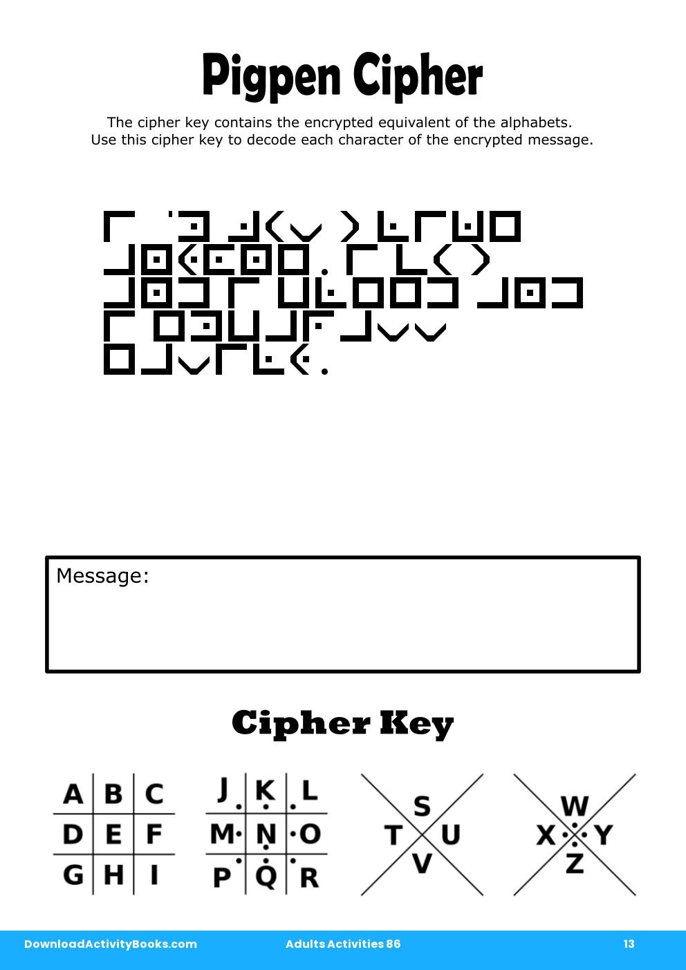 Pigpen Cipher in Adults Activities 86