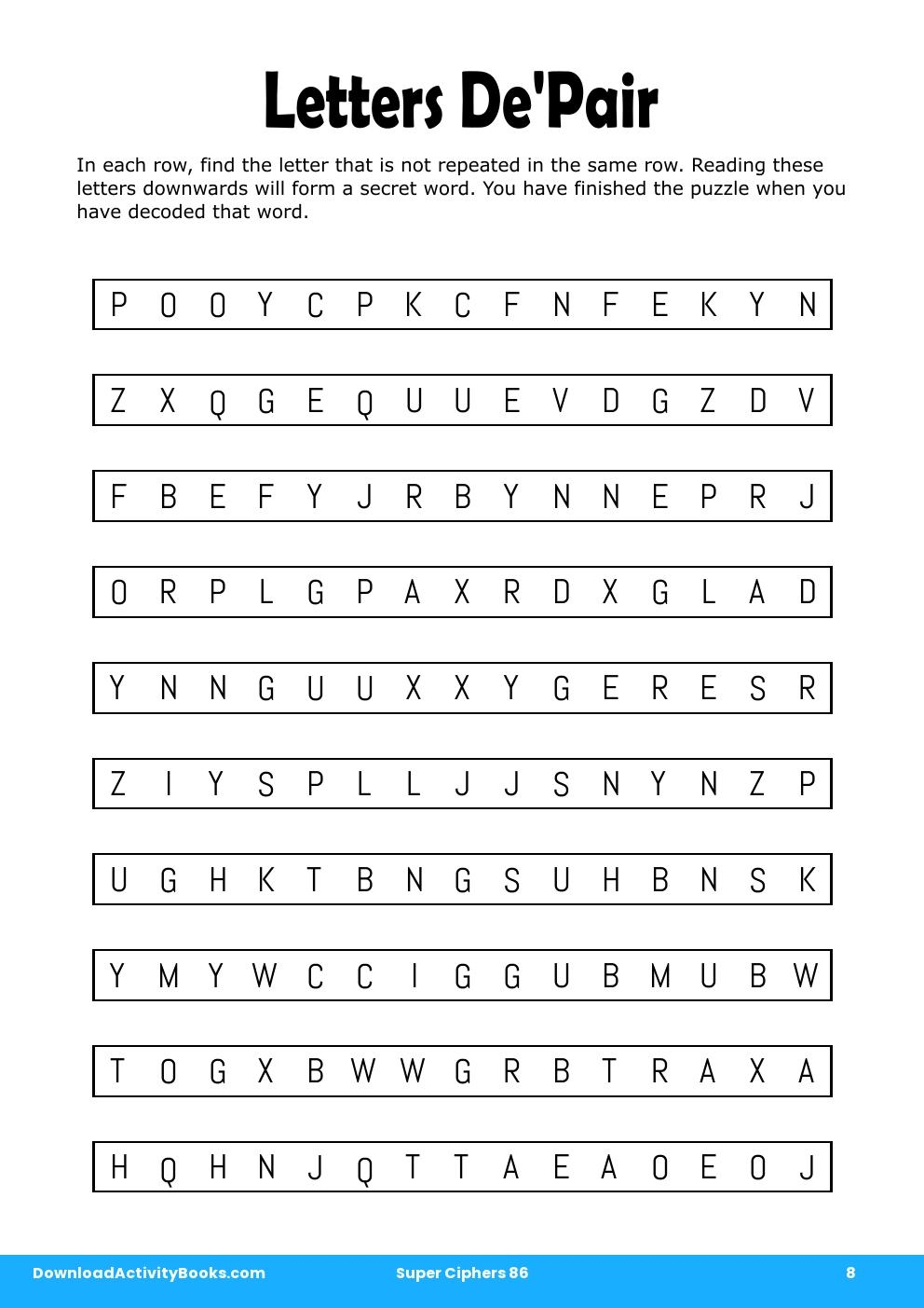 Letters De'Pair in Super Ciphers 86