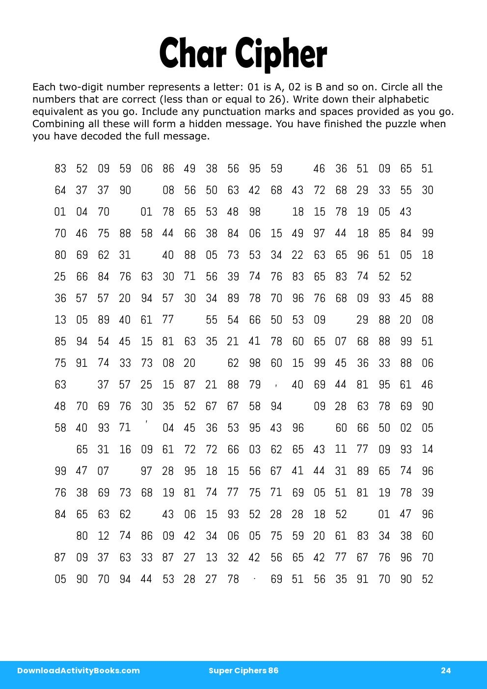 Char Cipher in Super Ciphers 86