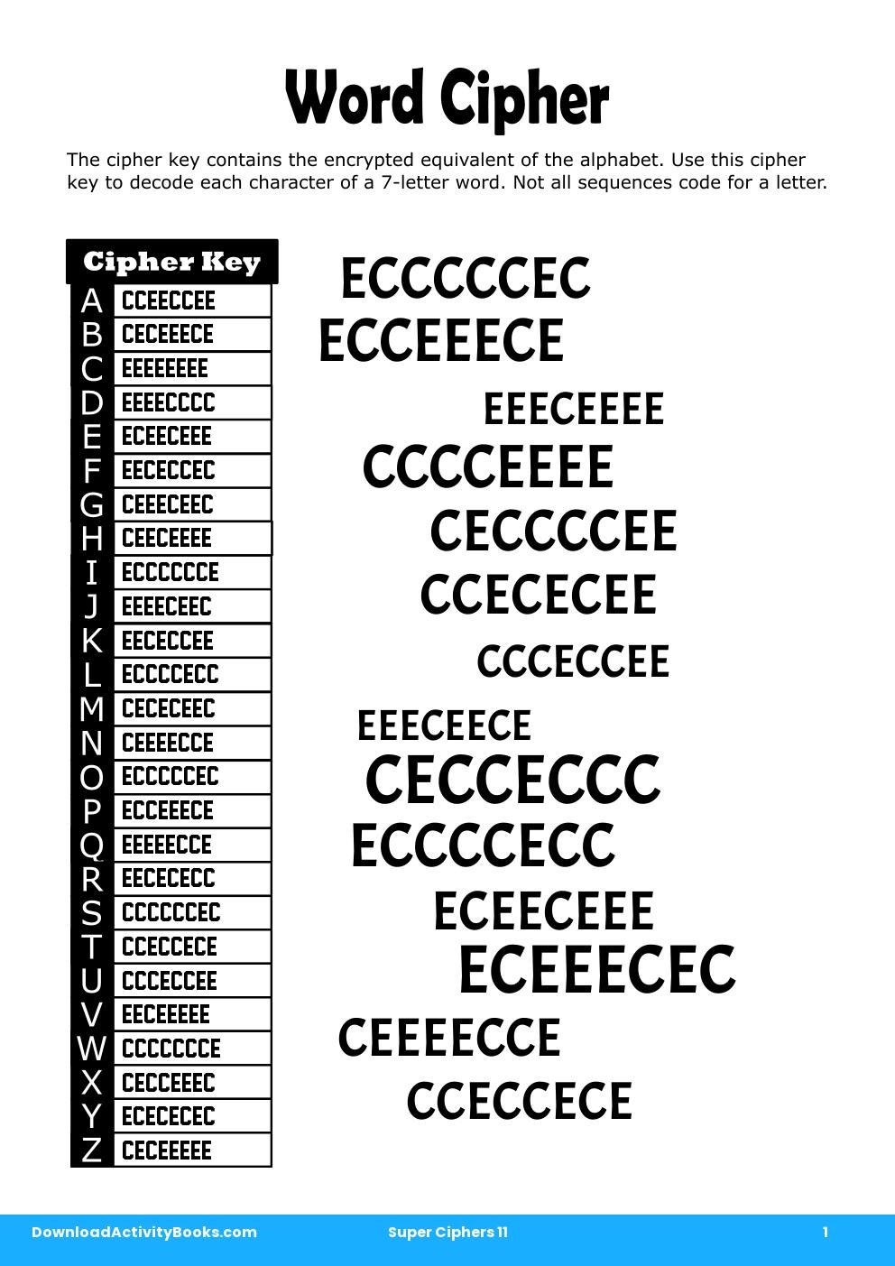 Word Cipher in Super Ciphers 11