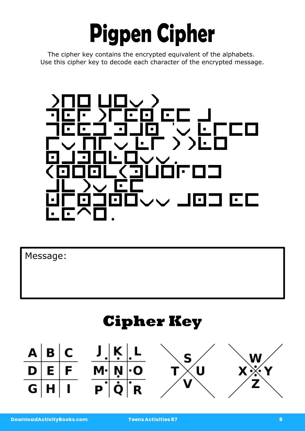 Pigpen Cipher in Teens Activities 87