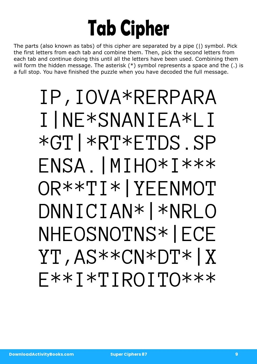 Tab Cipher in Super Ciphers 87