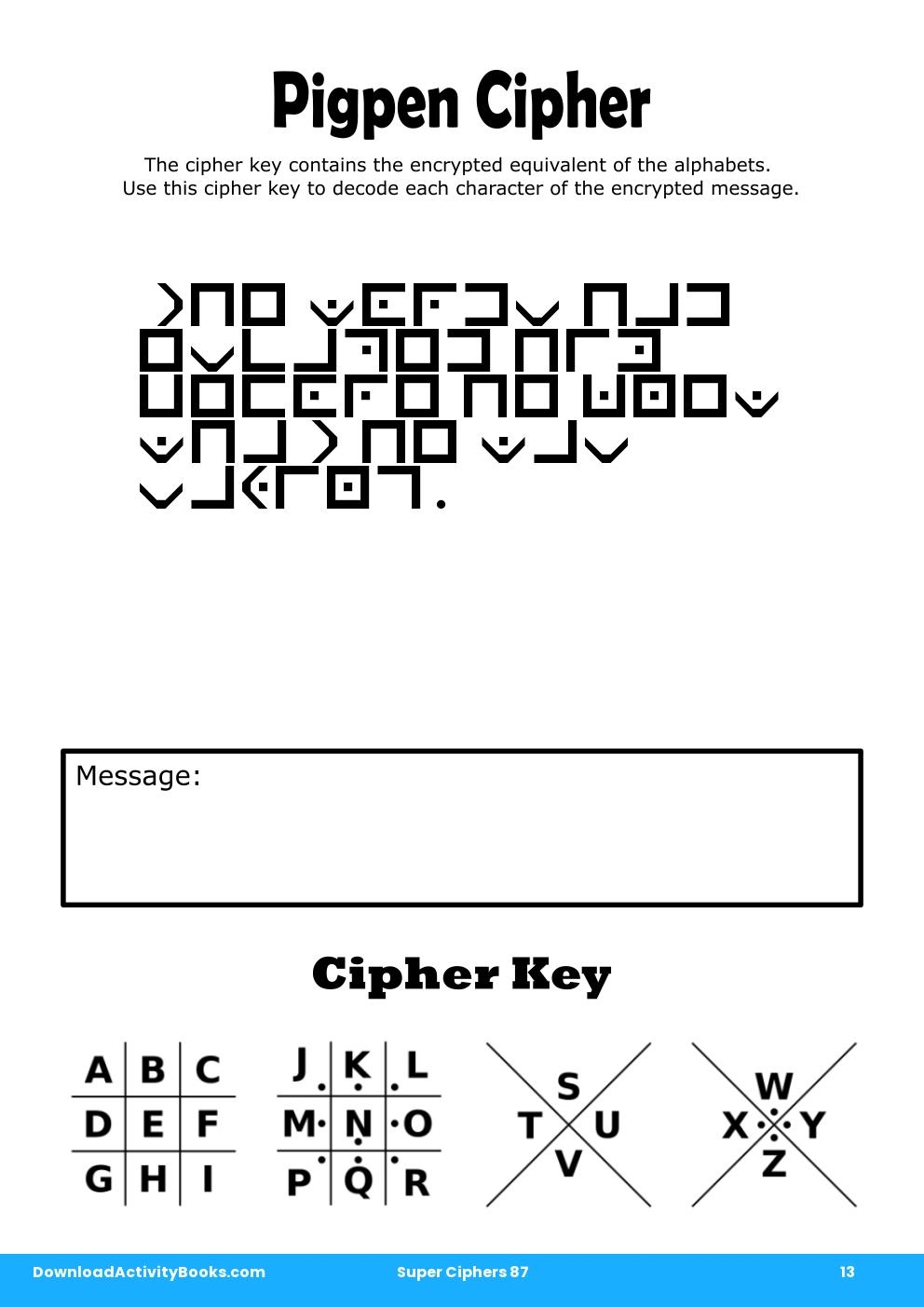Pigpen Cipher in Super Ciphers 87