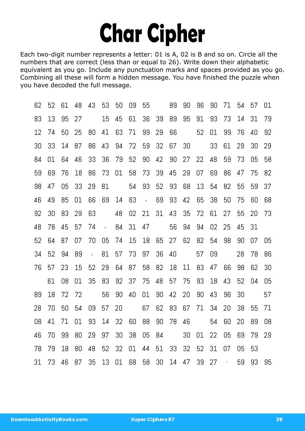 Char Cipher in Super Ciphers 87
