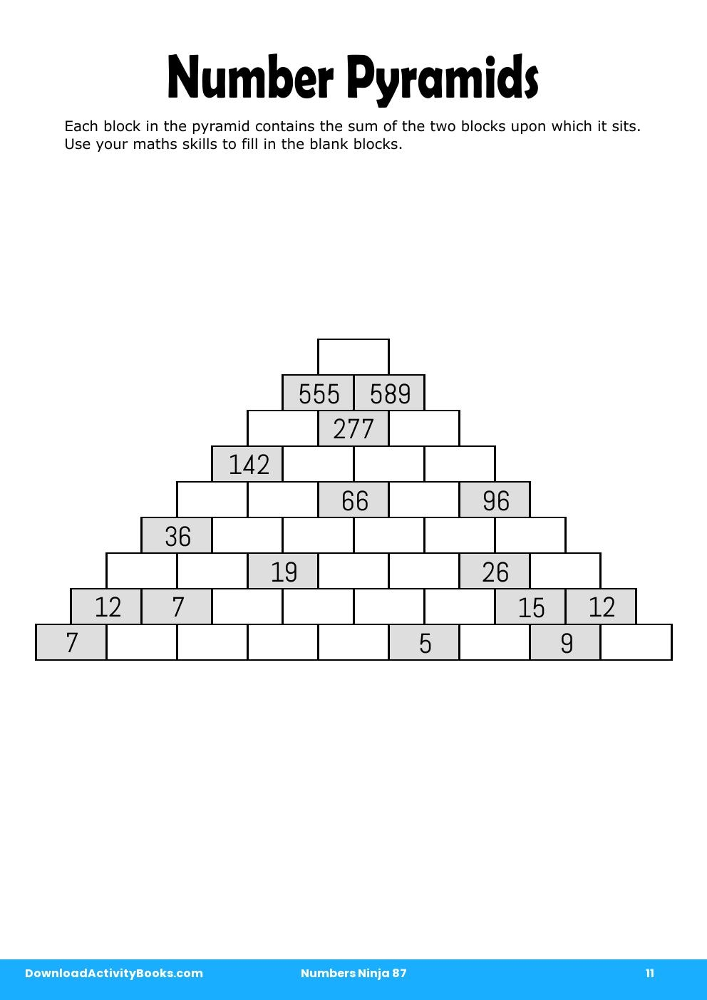 Number Pyramids in Numbers Ninja 87