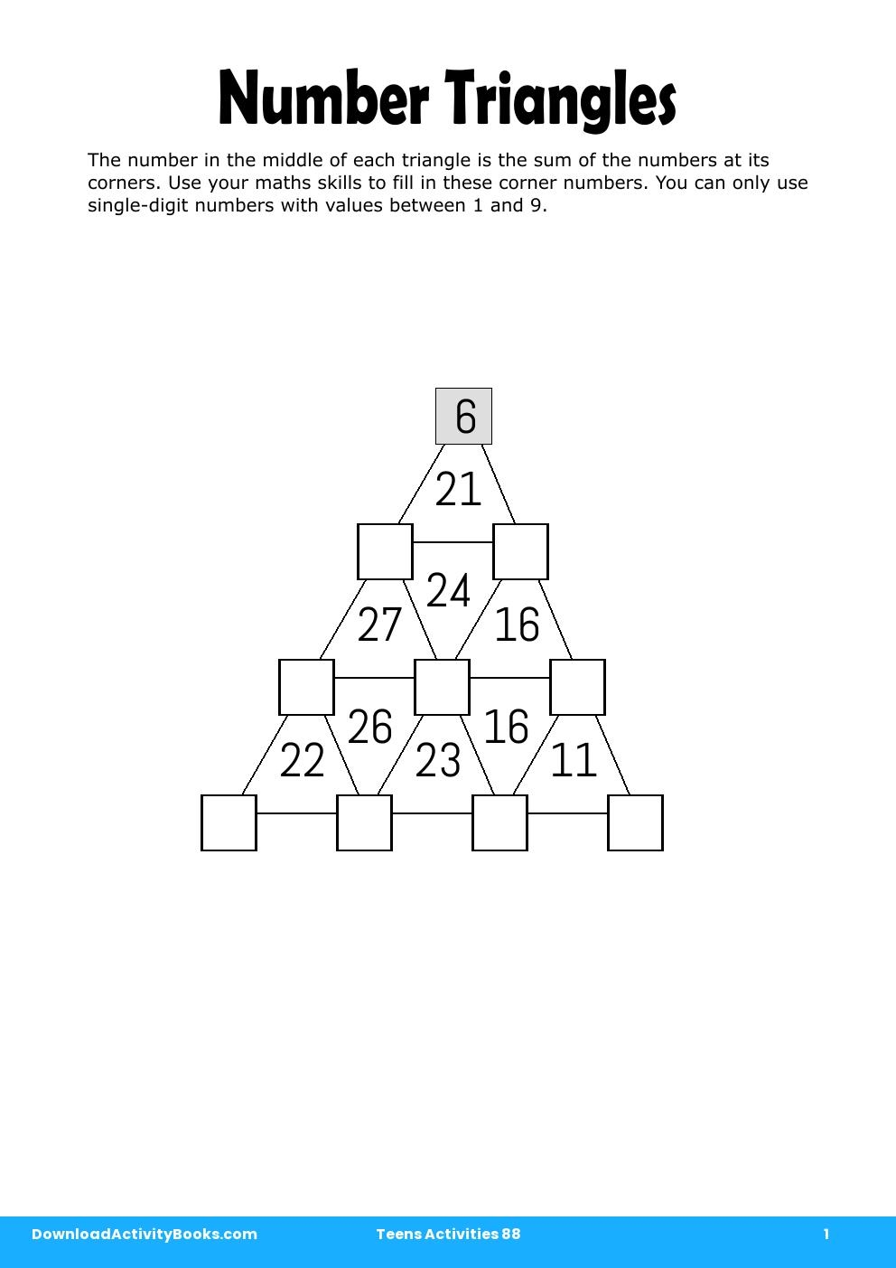 Number Triangles in Teens Activities 88