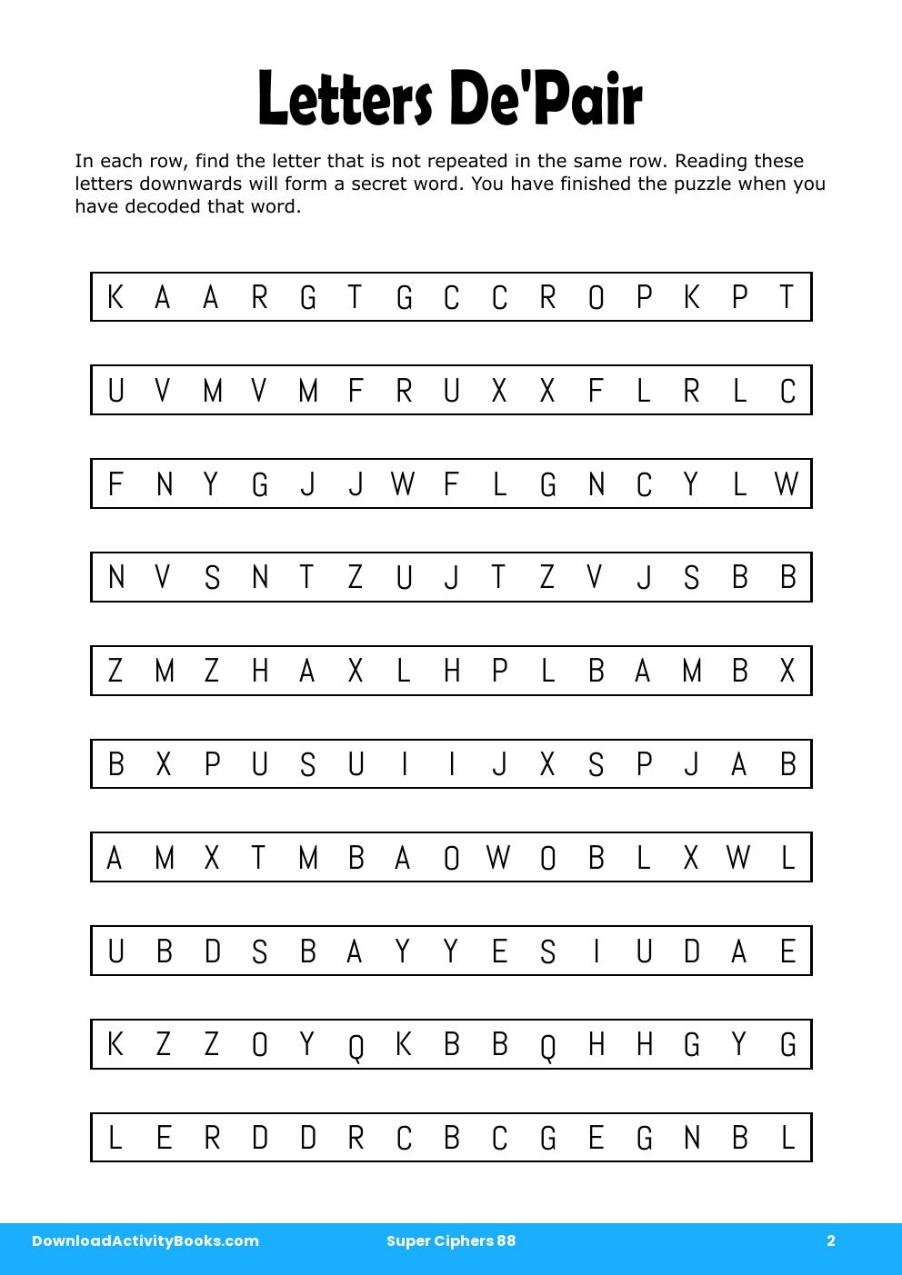 Letters De'Pair in Super Ciphers 88