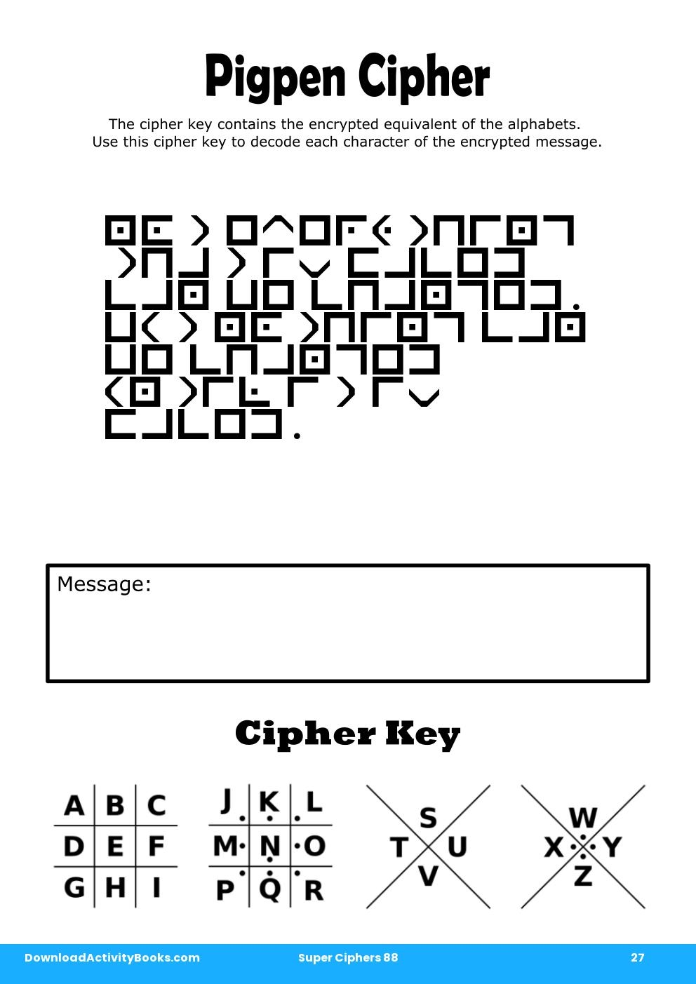 Pigpen Cipher in Super Ciphers 88