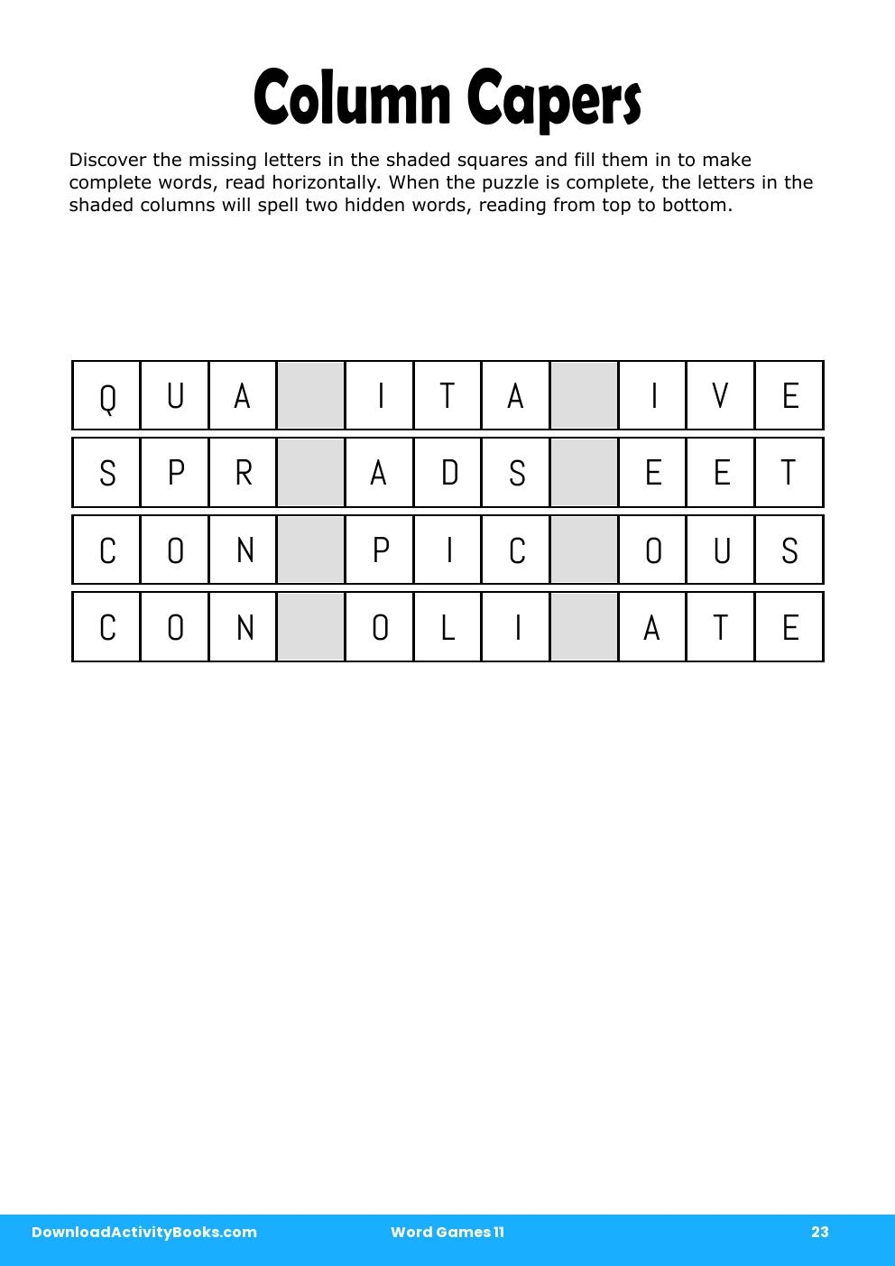 Column Capers in Word Games 11