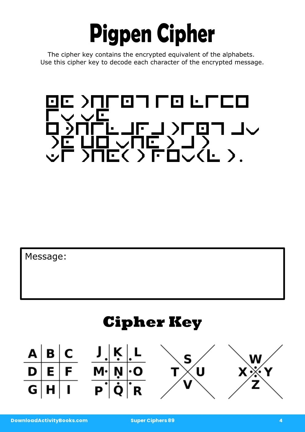 Pigpen Cipher in Super Ciphers 89