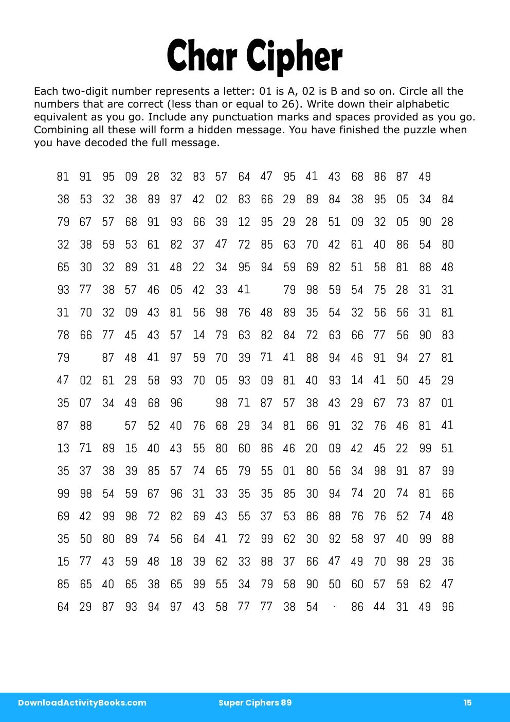 Char Cipher in Super Ciphers 89