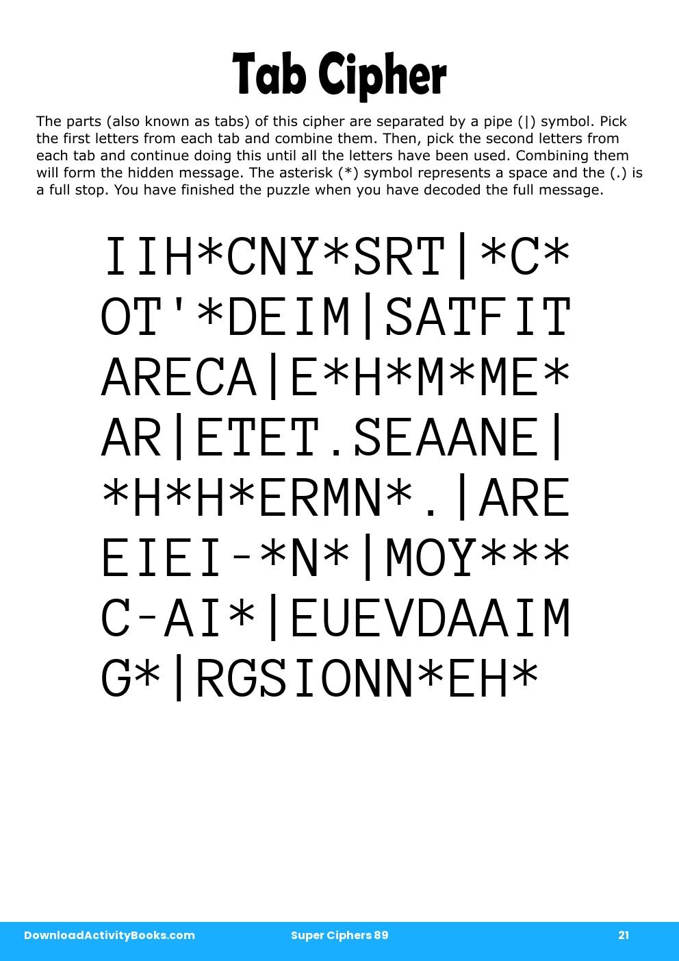 Tab Cipher in Super Ciphers 89