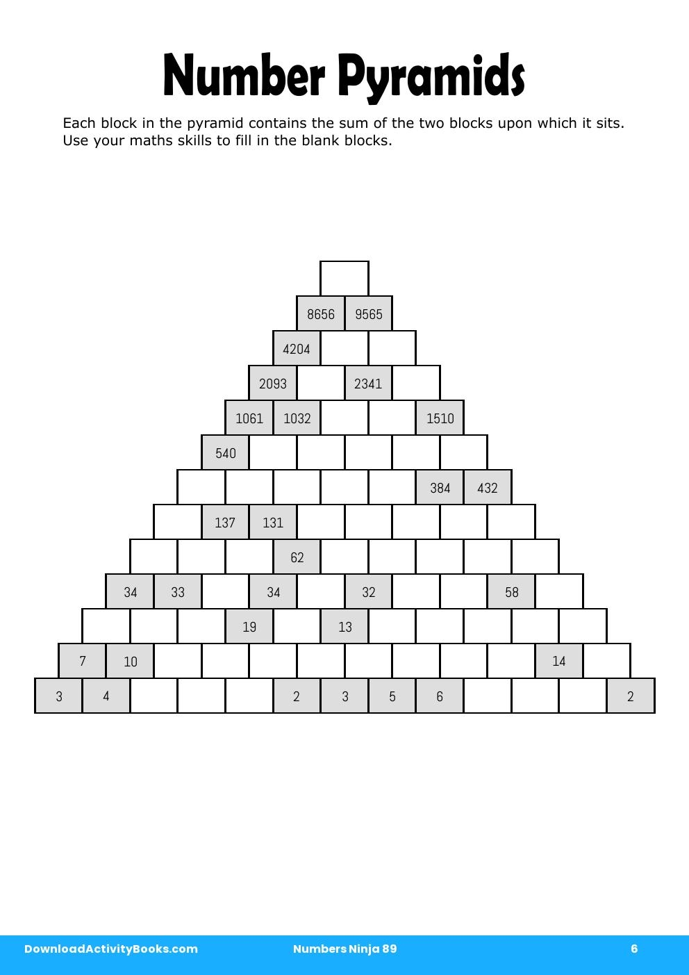 Number Pyramids in Numbers Ninja 89