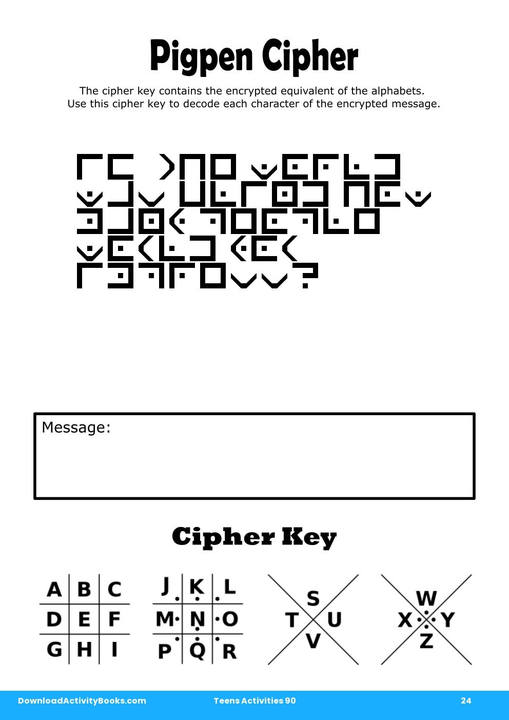 Pigpen Cipher in Teens Activities 90