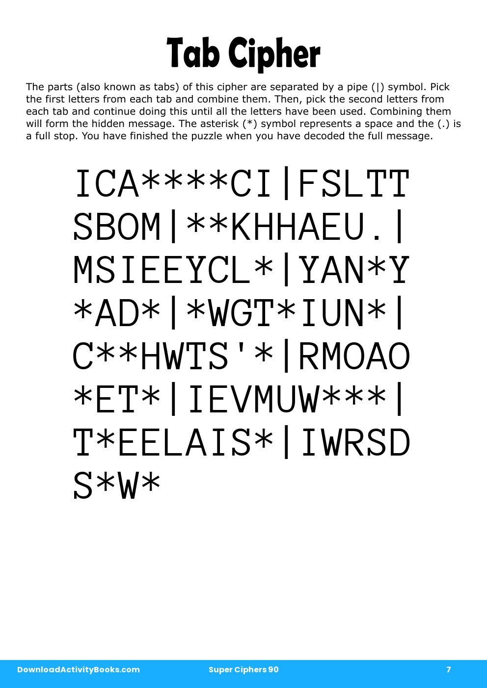 Tab Cipher in Super Ciphers 90