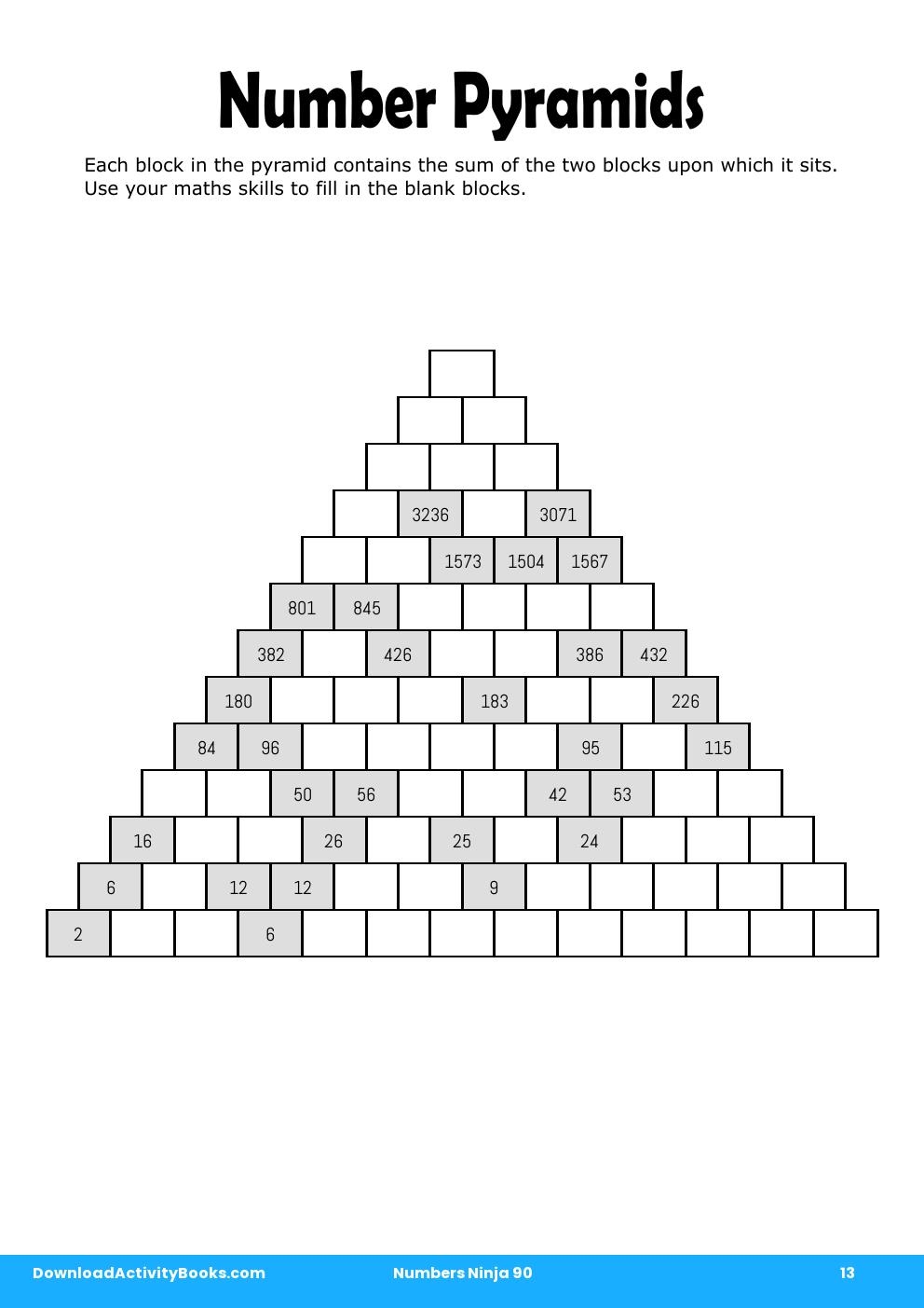 Number Pyramids in Numbers Ninja 90