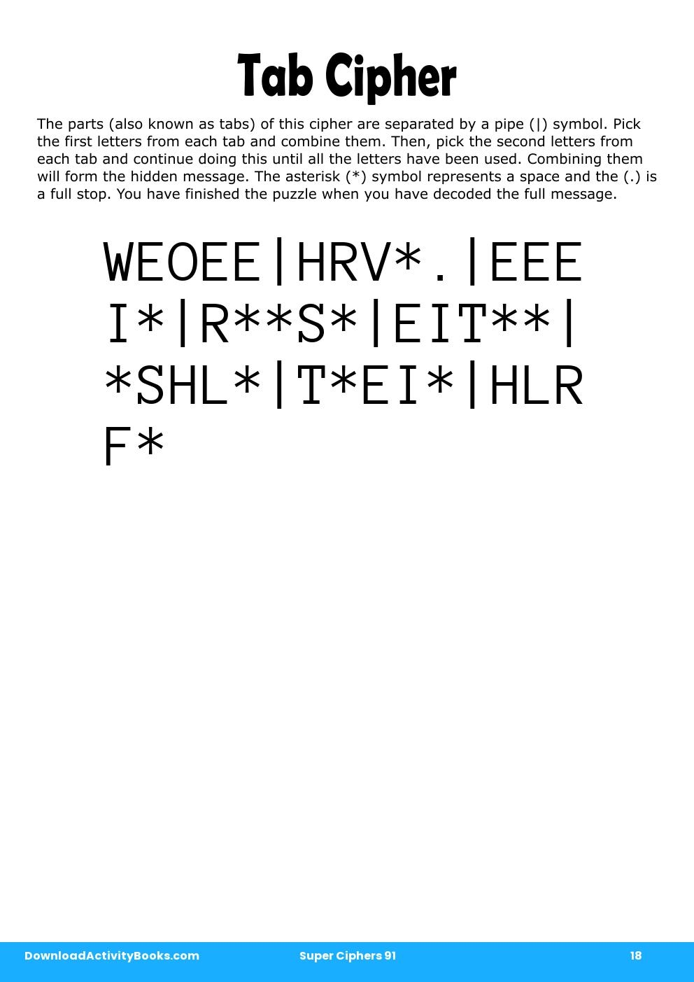 Tab Cipher in Super Ciphers 91