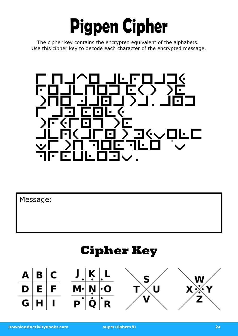 Pigpen Cipher in Super Ciphers 91
