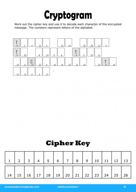 Cryptogram in Adults Activities 7