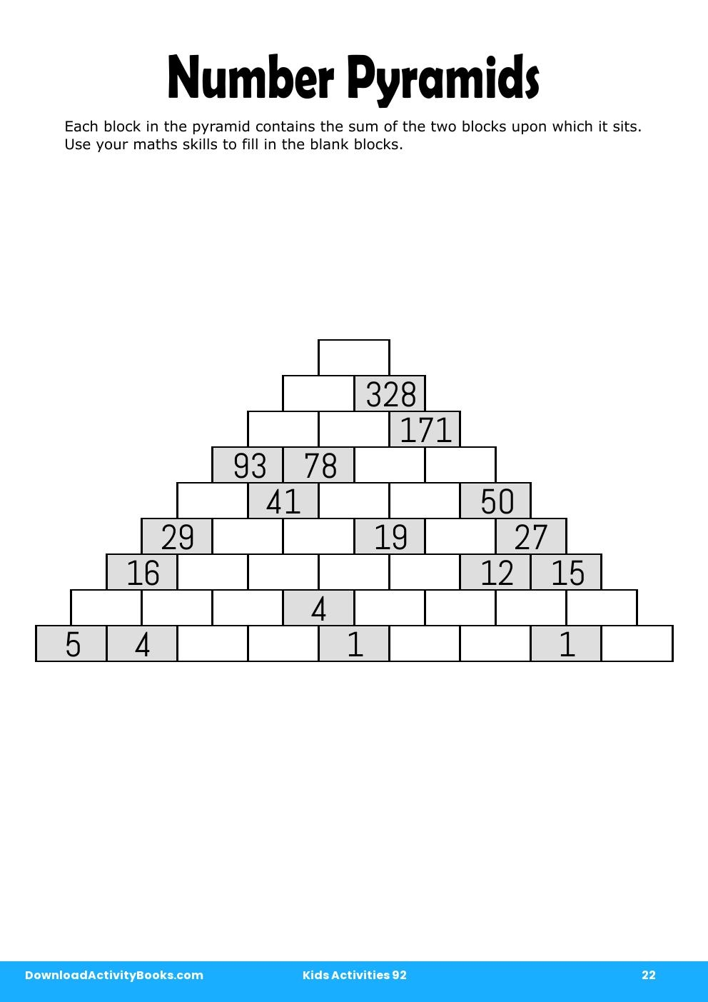 Number Pyramids in Kids Activities 92