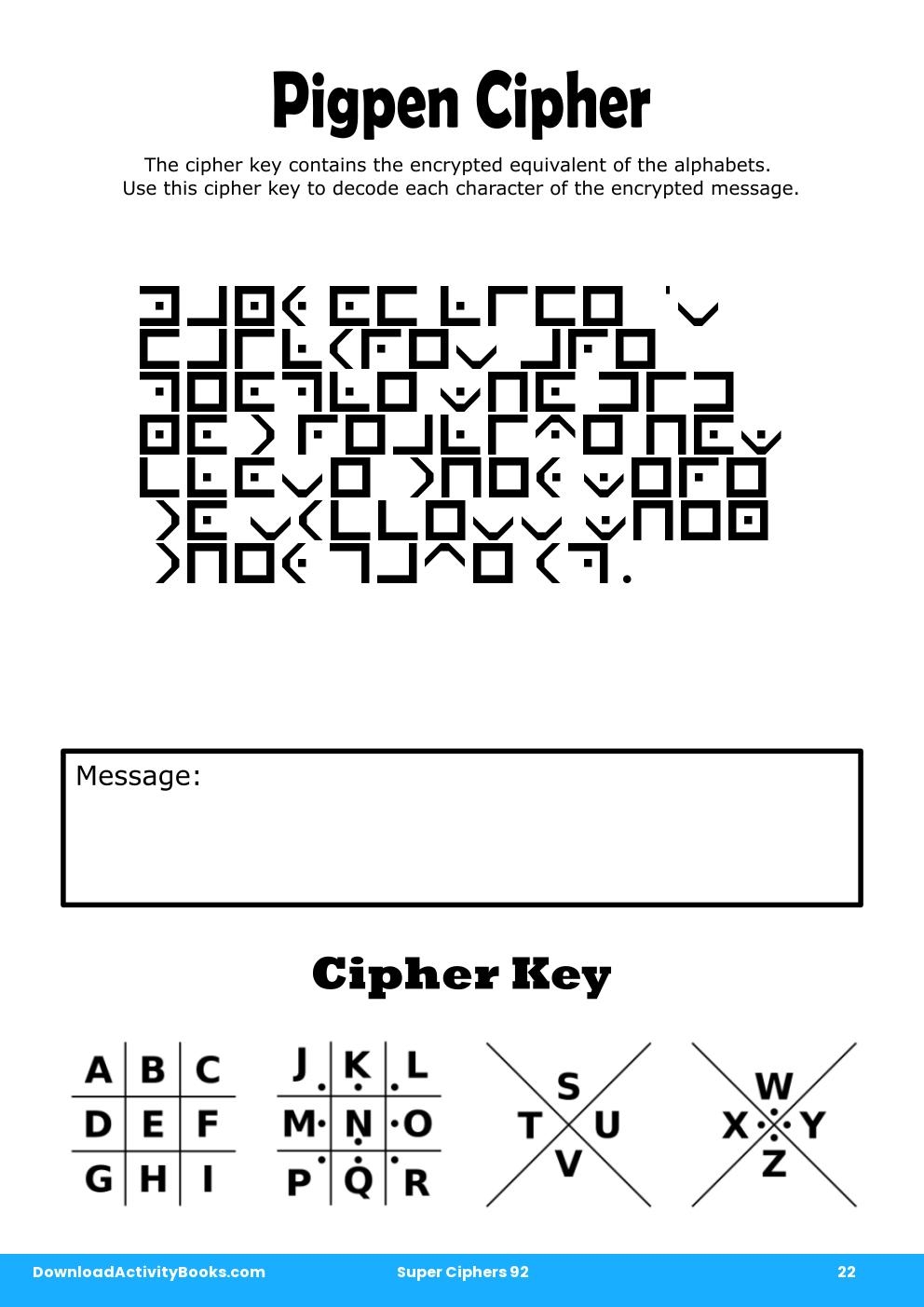 Pigpen Cipher in Super Ciphers 92