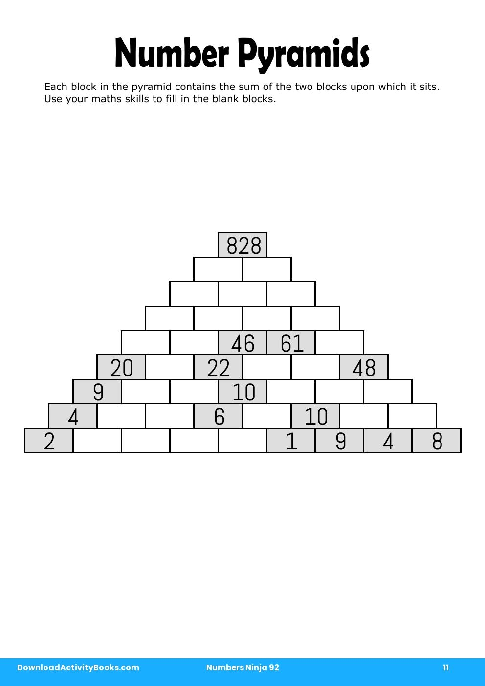 Number Pyramids in Numbers Ninja 92