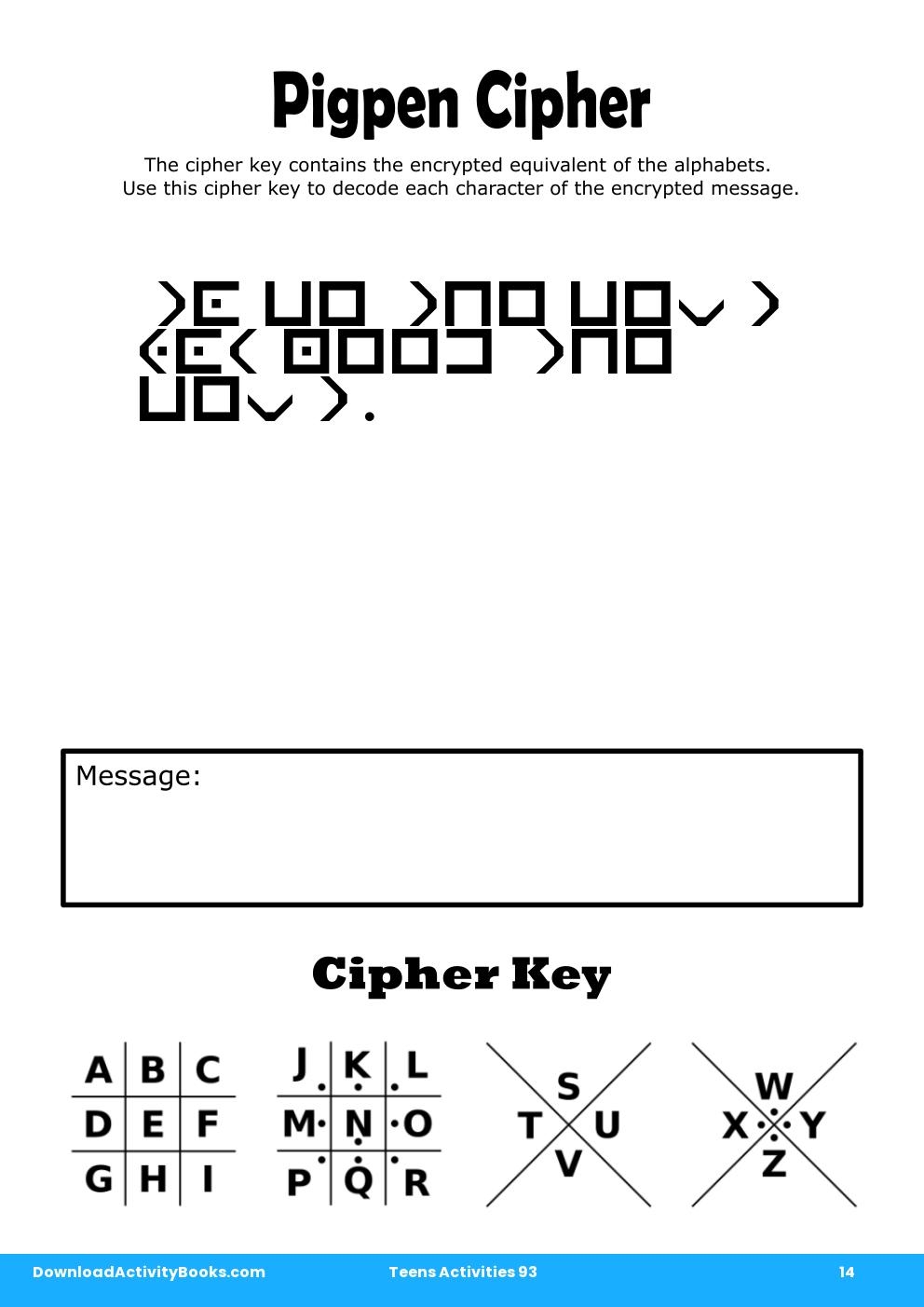 Pigpen Cipher in Teens Activities 93