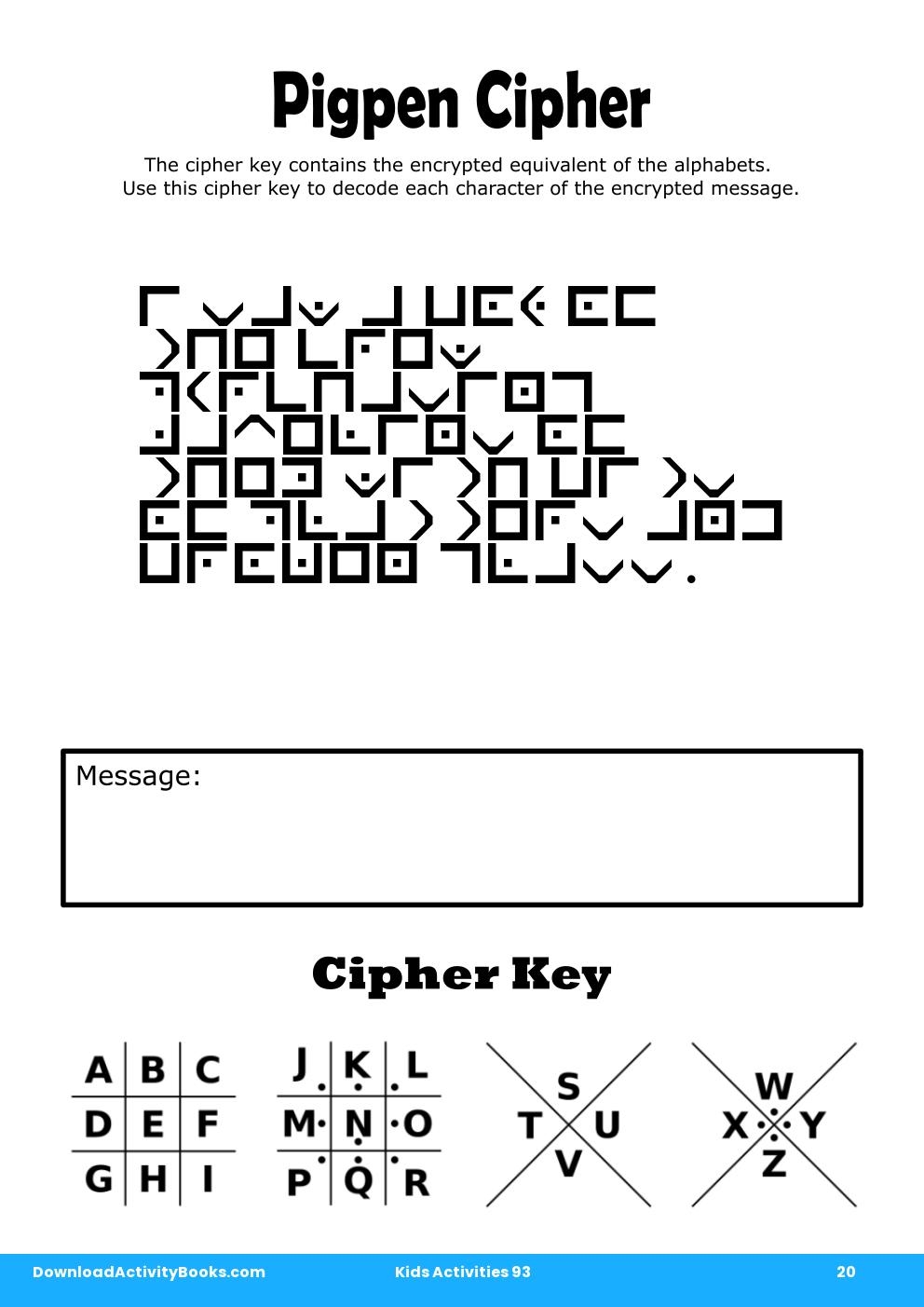 Pigpen Cipher in Kids Activities 93