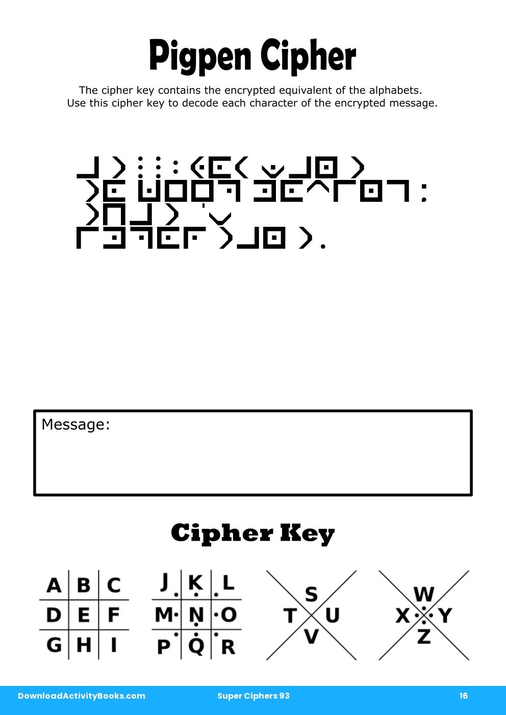 Pigpen Cipher in Super Ciphers 93