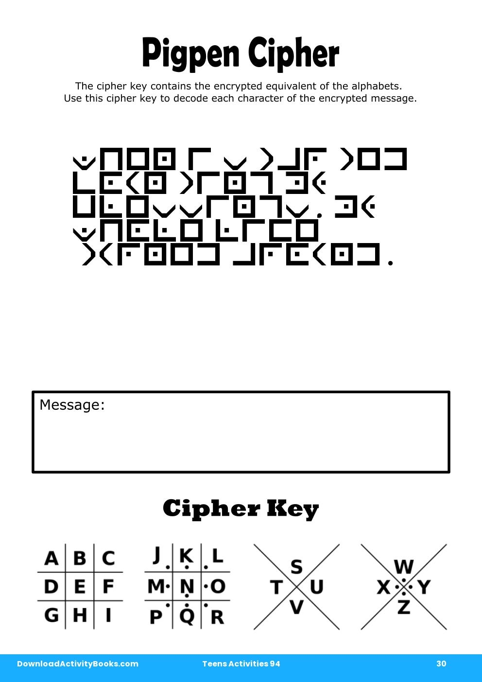 Pigpen Cipher in Teens Activities 94
