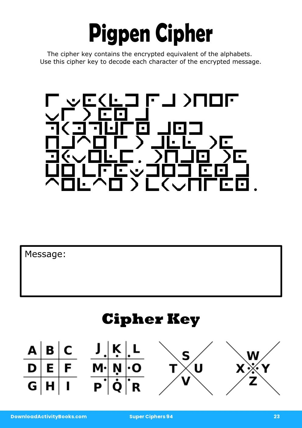 Pigpen Cipher in Super Ciphers 94