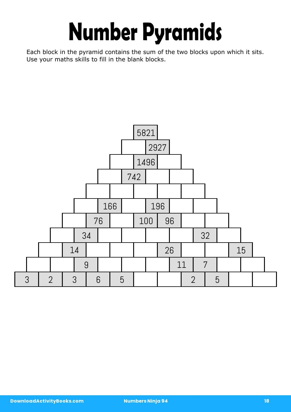 Number Pyramids in Numbers Ninja 94