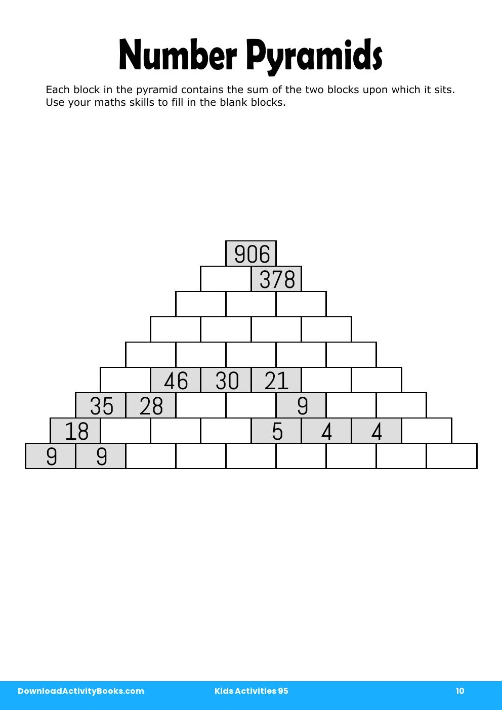 Number Pyramids in Kids Activities 95